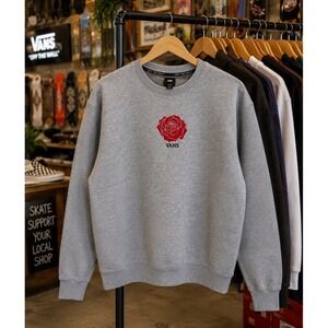 VANS Rose Pullover Sweatshirt Men's XL Gray Streetwear Style Long Sleeve Crewnek